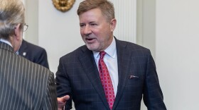 Oklahoma Attorey General Gentner Drummond greets lawmakers at the 2024 State of the State address.