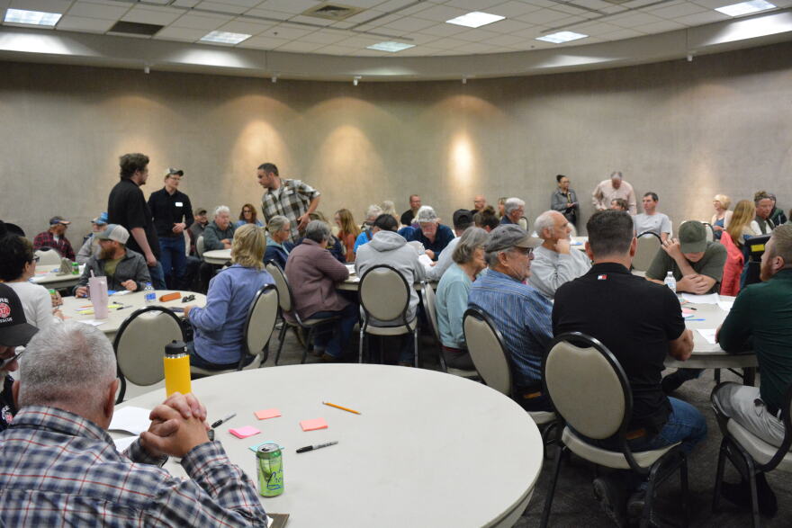 Over 100 residents gather for the Wyoming Outdoor Council data center forum in Gillette on Thursday, Oct. 22, 2026.