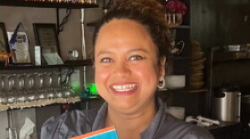 Waheed with her cookbook of Moroccan recipes