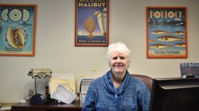 Rep. Louise Stutes at the Kodiak Legislative Information Office. (Photo by Kavitha George/KMXT)