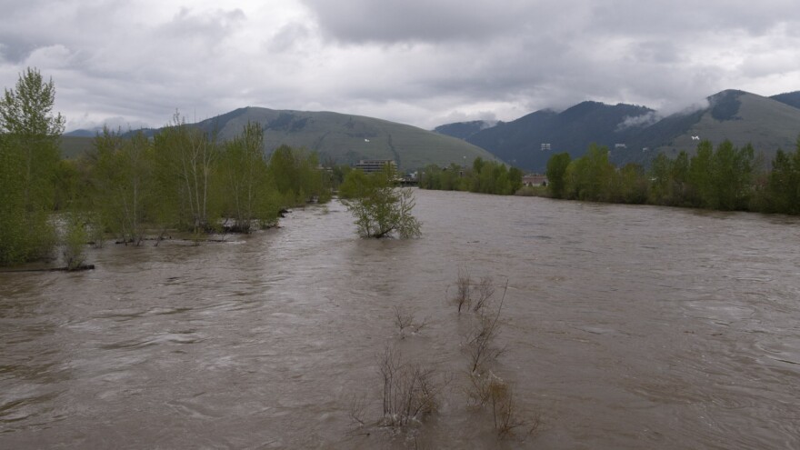 The Clark Fork River above flood stage in Missoula, May 7, 2018.