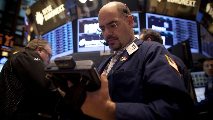 On the floor of the New York Stock Exchange this morning.