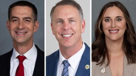 Sen. Tom Cotton (left) is running for a third term in the U.S. Senate against Libertarian Jeff Wadlin (middle) and Democrat Hallie Shoffner (right).