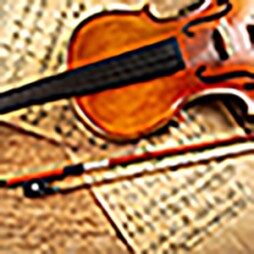 classic retro violin music string instrumt with old music note sheet paper on old oak wood wooden background. classical musical romantic valentines day concept.