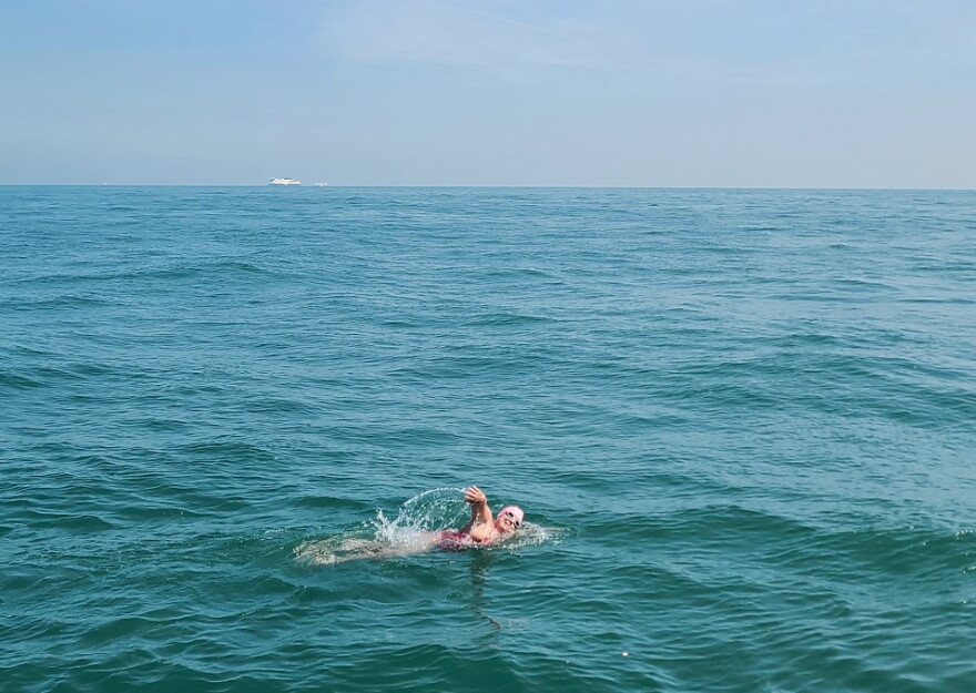 Robin Mayall of Eugene on her swim of the English Channel
