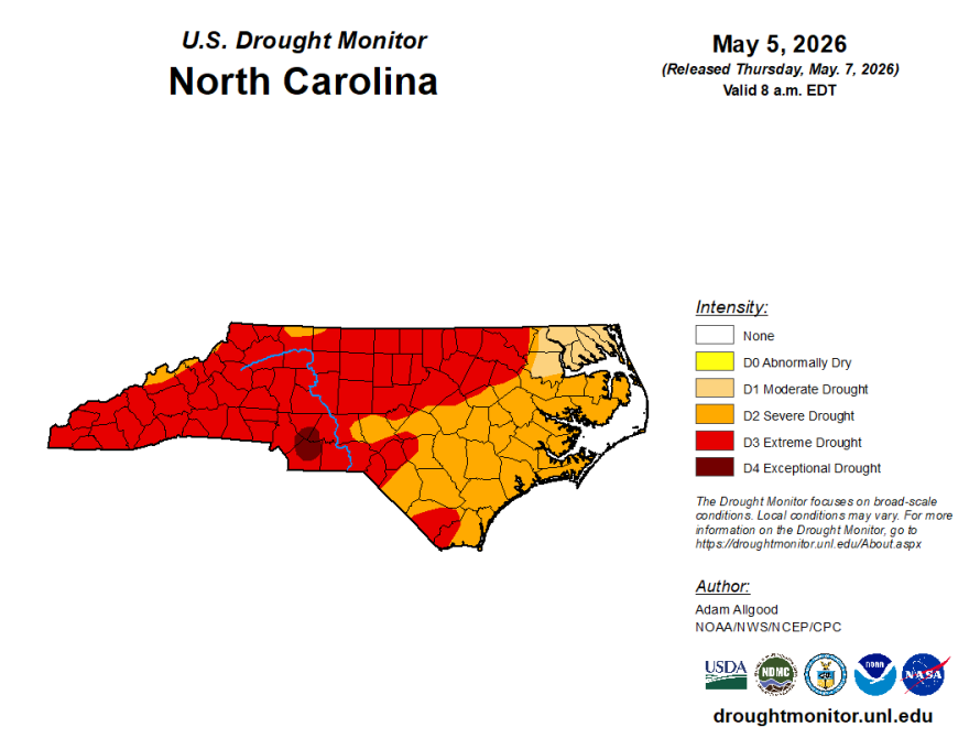In some parts of the state, North Carolina is facing extreme to exceptional drought conditions this year. 