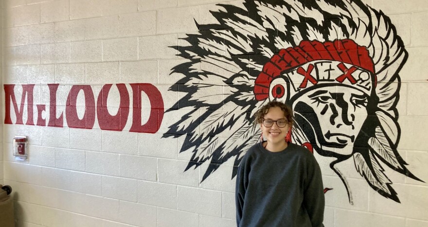 McLoud High School student Vania Farmer. Farmer is working on her pre-calc test at McLoud's Friday focus, a day where there isn't school but still plenty of students.