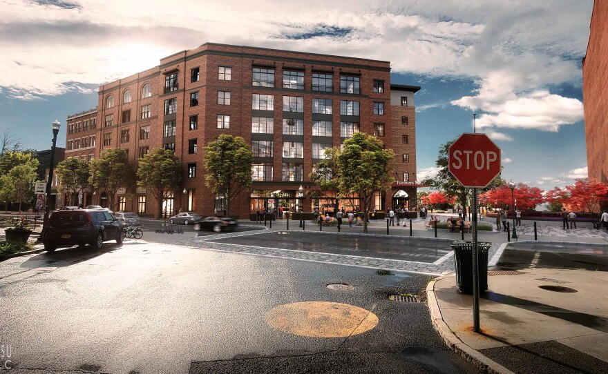 Renderings of the proposed One Monument Square project provided to WAMC by the City of Troy