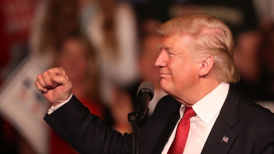Donald Trump speaks during a campaign rally on Sept. 19 in Estero, Fla.