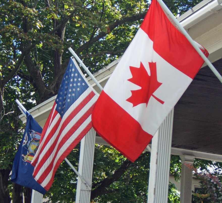 U.S. and Canadian flags at SUNY Plattsburgh's Center for the Study of Canada