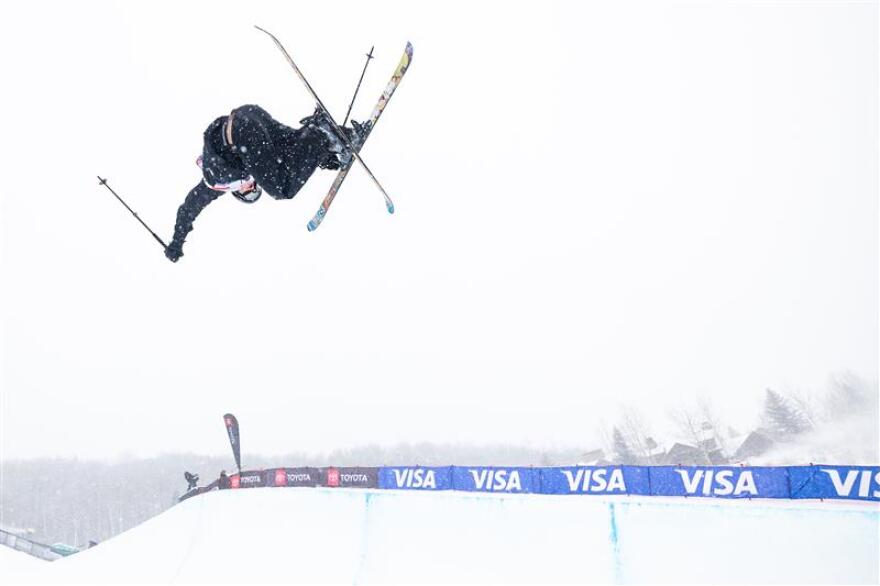 Olympian Hunter Hess at a recent competition and a participant in the Beyond the Podium program at Salt Lake Community College.