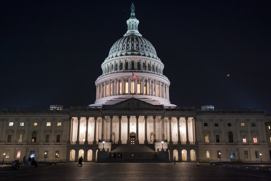 The U.S. Capitol is seen in Washington, Monday evening, May 22, 2023, as negotiators for President Joe Biden and House Speaker Kevin McCarthy, R-Calif., continue meeting on the impasse over the government's debt ceiling. There was no agreement Monday as Washington races to strike a budget compromise and raise the nation's borrowing limit in time to avert a potentially devastating federal default as soon as next week.