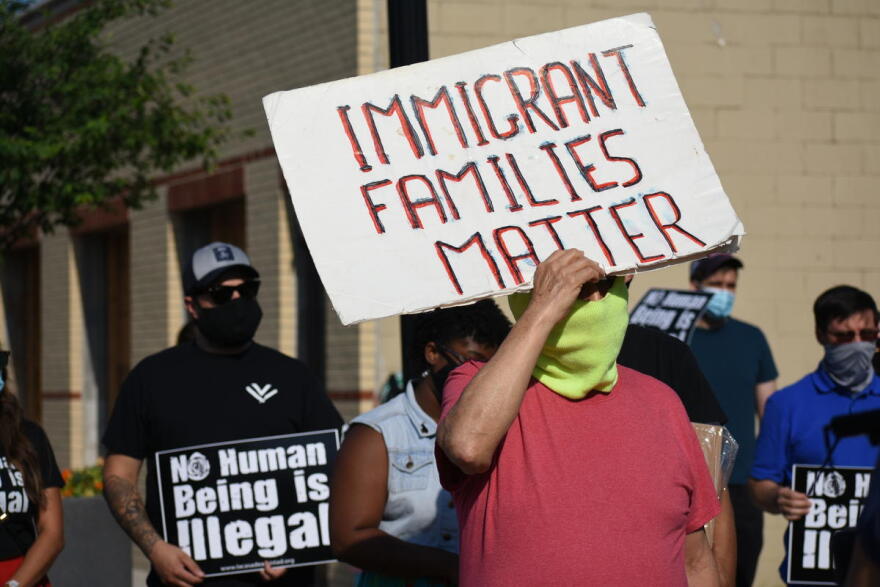 Activists march at a South Bend rally in June 2020 after the U.S. Supreme Court blocked a Trump administration attempt to end the Deferred Action for Childhood Arrivals (DACA) program.