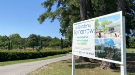 Photo by Katherine Hafner. A sign about the "Garden of Tomorrow" project at the Norfolk Botanical Garden on Wednesday, June 15, 2022.