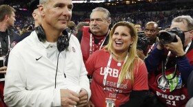 Ohio State Buckeyes coach Urban Meyer is retiring, the school said on Tuesday. He's shown with his wife, Shelley Meyer, after defeating the Northwestern Wildcats in the Big Ten conference championship game at Lucas Oil Stadium in Indianapolis.