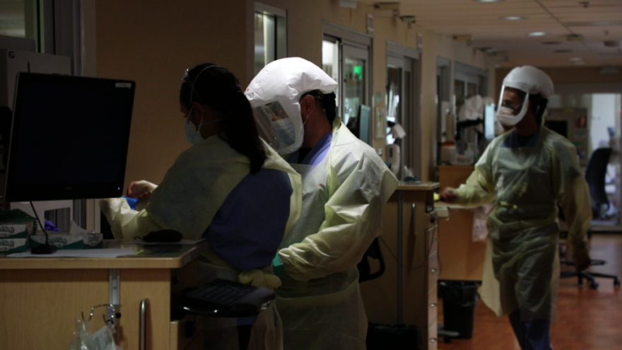 Health care workers during a shift in a COVID-19 unit at St. Luke’s Boise Medical Center on Aug. 30, 2021. (Courtesy of St. Luke’s Health System)