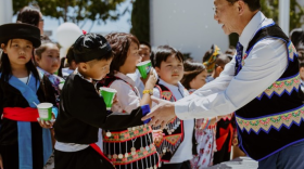Fresno Councilmember Brandon Vang expresses gratitude to children from Balderas Elementary, a Hmong Dual Immersion school in his district, for their performance during his first AAPI Celebration at Fresno City Hall.