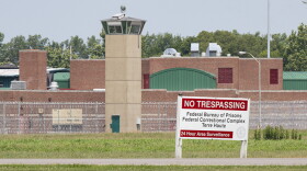 The entrance to the federal prison in Terre Haute, Ind., is seen Wednesday, July 15, 2020.