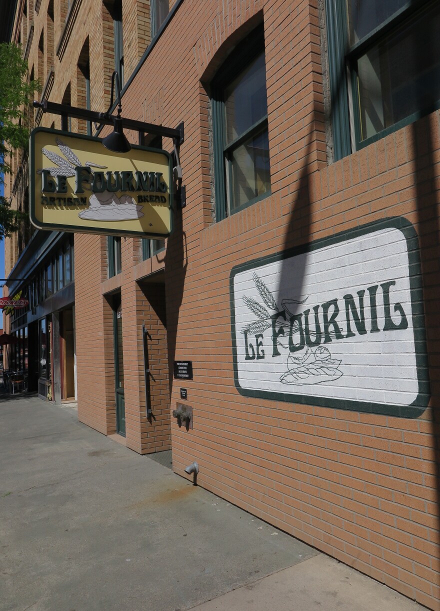 Le Fournil is located in downtown Billings across the street from the Northern Hotel and next to Big Dipper Ice Cream and Rocket Burrito.