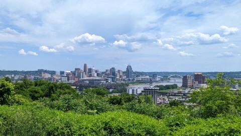 Cincinnati and Covington as seen from Devou Park, June 6, 2022.