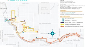 Map of Sunburst race routes for the races on June 1, 2024 in South Bend.