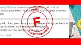 Es falso que por bañarte después de comer se te vaya a cortar la digestión y te vayas a ahogar.