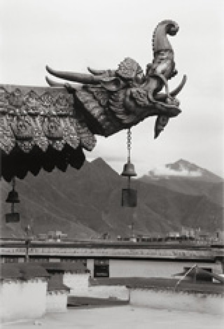 Andrea Baldeck, Water Monster Gargoyle on Temple Roof, Photograph, Tibet, 2005