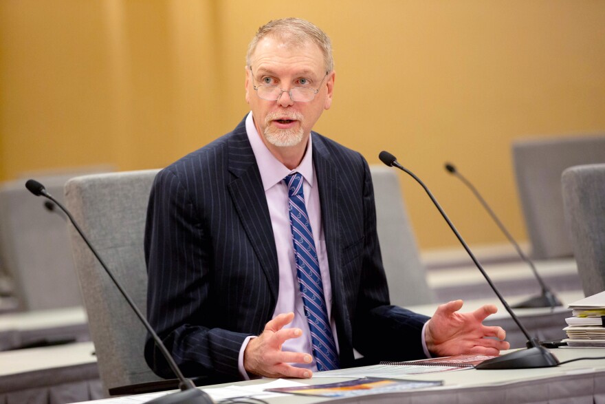 Dan Haug, Missouri Budget Director, speaks to the media on Wednesday, Jan. 19, 2022, during a press briefing on Gov. Mike Parson’s proposed budget at the state Capitol in Jefferson City, Missouri.