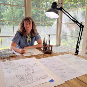 Rebecca Jabs (pictured above) is an ARTservancy resident at Forest Beach Migratory Preserve. She’s also a freelance science illustrator in Manitowoc, Wisconsin.