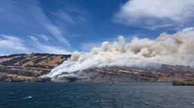 Smoke rises from the Burdoin Fire near Bingen, Wash. (Courtesy: Lyle Fire & Rescue District #4)
