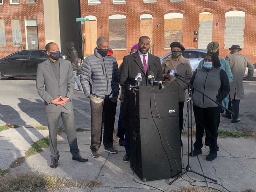 City Council President Nick Mosby speaks at a Monday news conference.