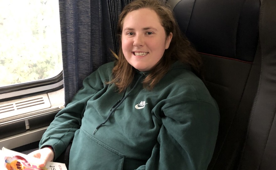 Katie Howe on board Amtrak's Lake Shore Limited train on February 10, 2020.