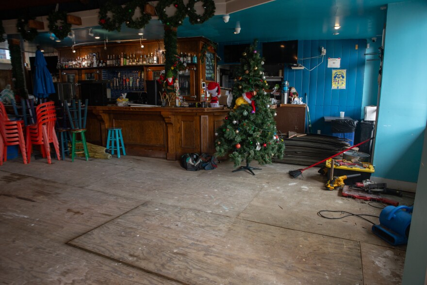 The floodwaters lifted the floors that the Sand Bar in Capitola had just repaired this year.