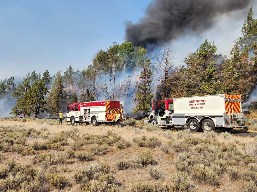 Redmond Fire & Rescue responded to a blaze along the east rim of the canyon in Redmond on July 17, 2026.