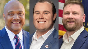 Indiana's 7th Congressional District candidates from left to right: Incumbent Democrat André Carson, Republican Patrick McAuley and Libertarian James Sceniak.