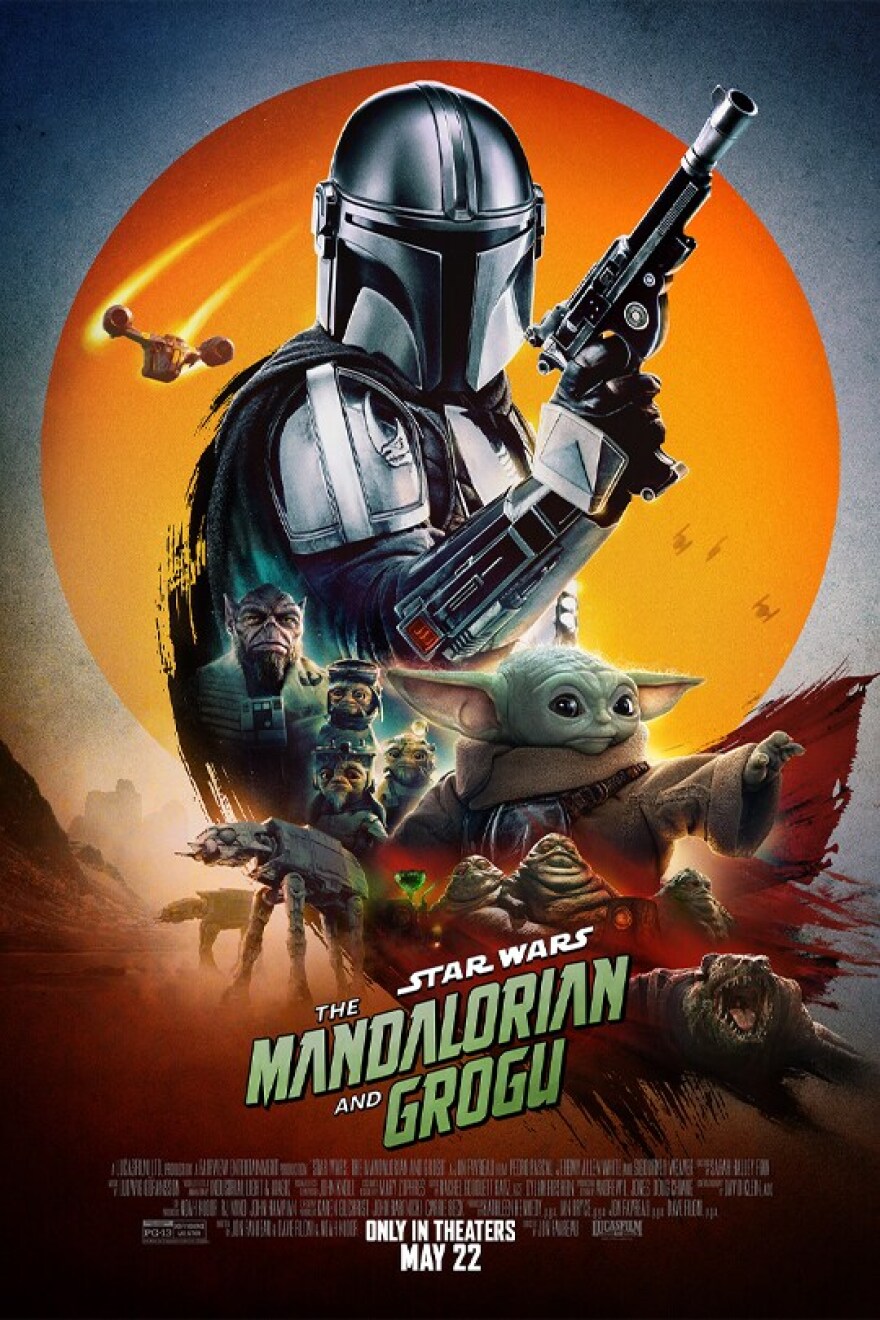 Movie poster for the science fiction drama "Star Wars: The Mandalorian and Grogu"