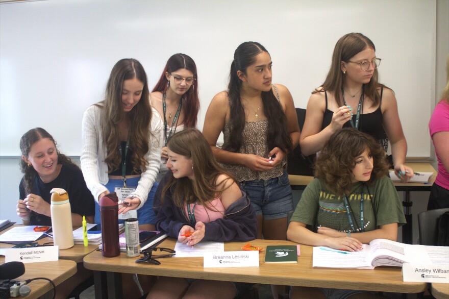 High school students participating in an activity during a Capitalism lecture during the Civics Education Academy, hosted by Michigan State University's James Madison College on July 15, 2026.