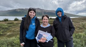 Michelle Sparck (center) poses for a photo with Bering Straits Native Corporation summer interns in Nome on July 20, 2026 during a voter outreach trip.