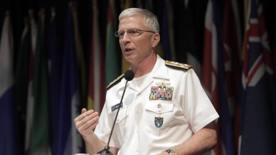 Admiral Craig Faller, head of Southcom, speaking to FIU's hemispheric security conference at the school's Miami campus on Wednesday.