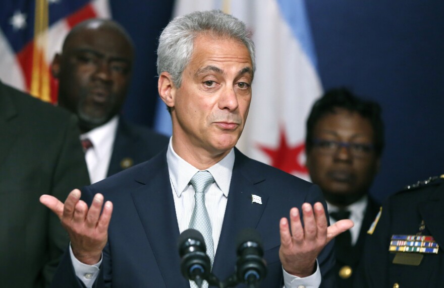 Chicago Mayor Rahm Emanuel responds to a question during a news conference about new police procedures on Wednesday.