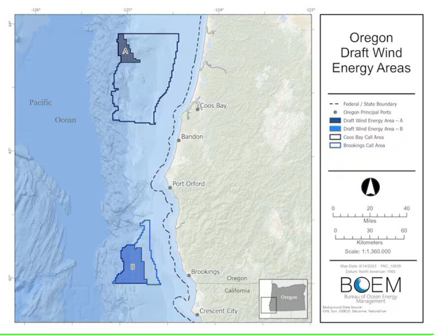 A map of Oregon coastline.