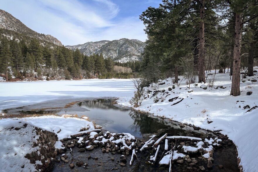 Snow in southern Utah’s Pine Valley Mountains melts and flows into the Santa Clara River, Feb. 16, 2025. Around 95% of Utah’s water supply comes from snow.