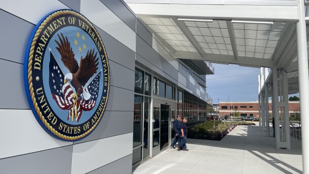 Veterans leaving North Battlefield VA Clinic in Chesapeake.