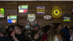 Folks drink at the Barton Springs Beer Hall. 