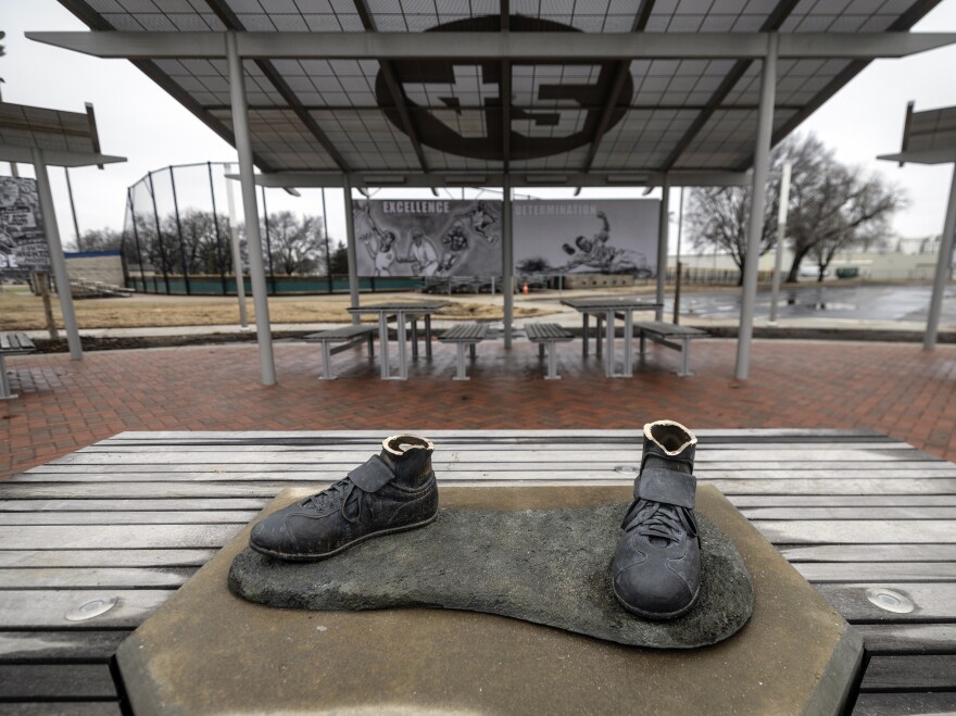 A bronze statue of legendary baseball pioneer Jackie Robinson was stolen from a park in Wichita, Kan., during the early morning hours of Thursday, Jan. 25, 2024.