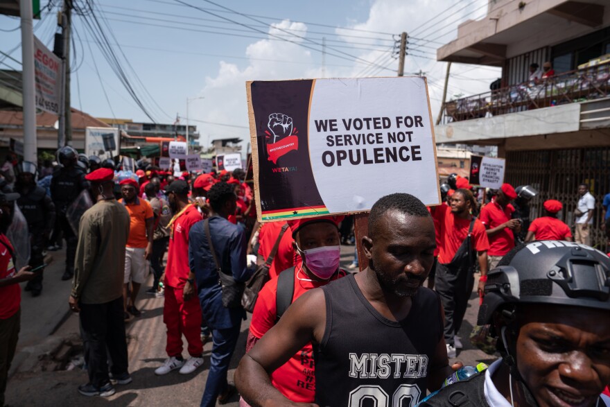 Protests over the cost of living, like this one last November in Accra, have become increasingly frequent in Ghana. Police arrested 49 protesters on Thursday, during fresh demonstrations against the cost of living and the economic crisis gripping the country. Once an African success story, Ghana has become locked in a cycle of economic crisis and IMF bailouts.