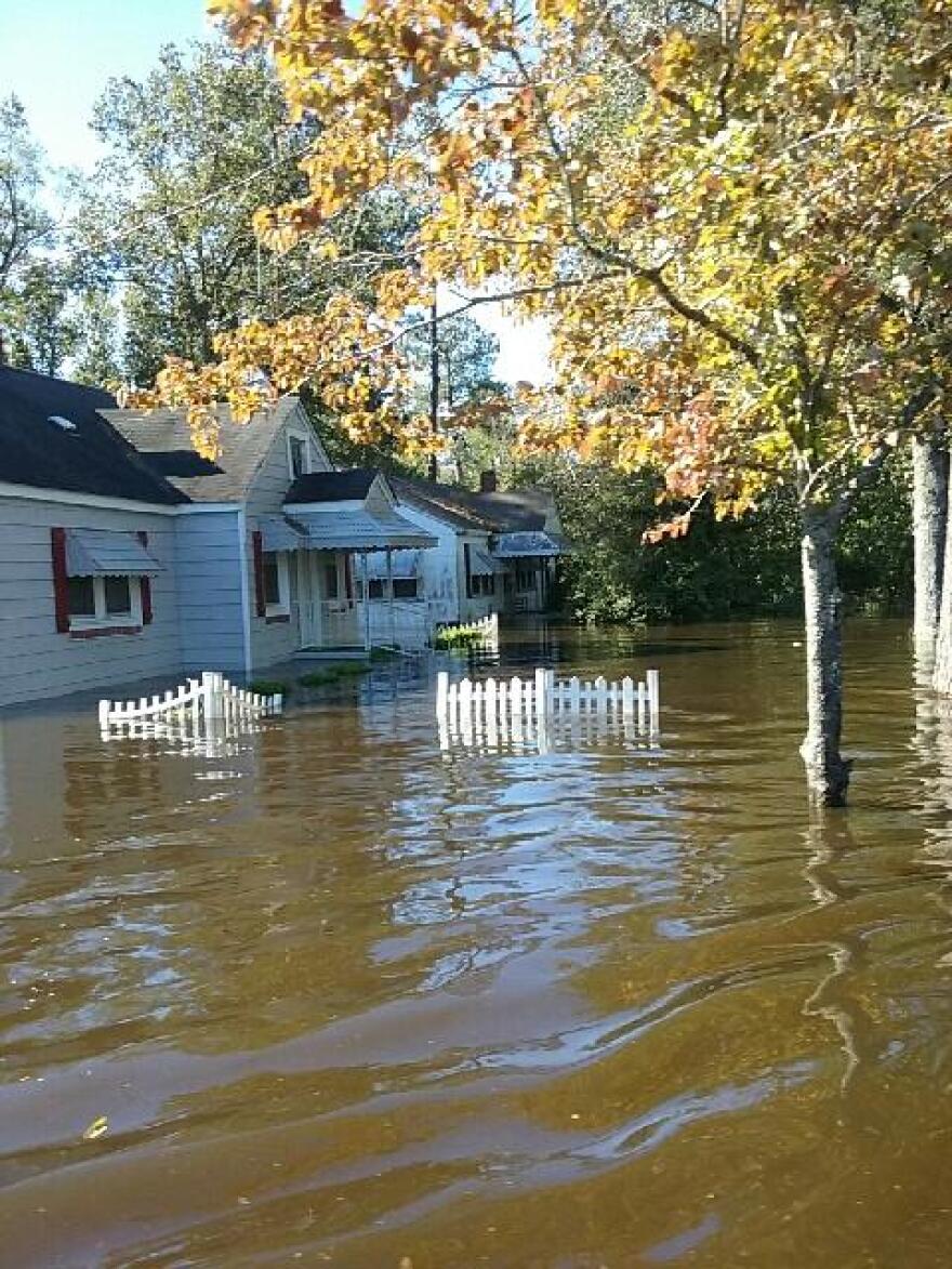 Hurricane Matthew cuased major flooding in Nichols, SC in October 2016.