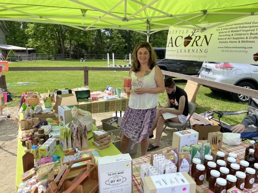 Eileen Foley, toy curator and owner, Little Acorn Learning LLC, Redding, Connecticut, at an outdoor market