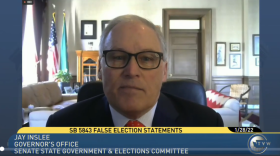  In January, Gov. Jay Inslee took the unusual step of testifying in a legislative committee in favor of a bill he requested to make it a crime for elected officials and candidates for office to incite lawlessness by making false statements about elections. That bill failed to clear the Washington Senate before a key cut-off deadline on February 15. 