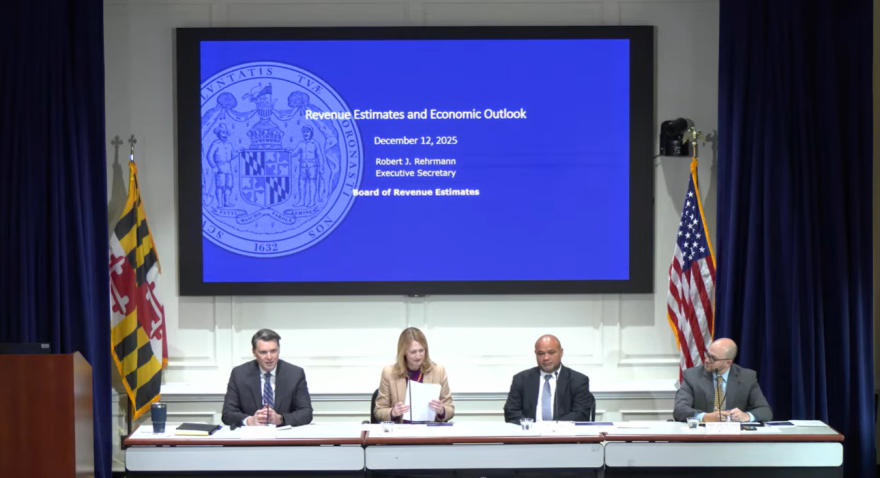 The Maryland Board of Revenue Estimates presents its December revenue forecast on Friday in Annapolis, Md.
